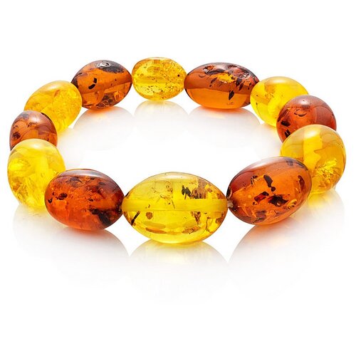 фото Amberholl браслет из искрящегося цельного янтаря «слива мелкая пёстрая»