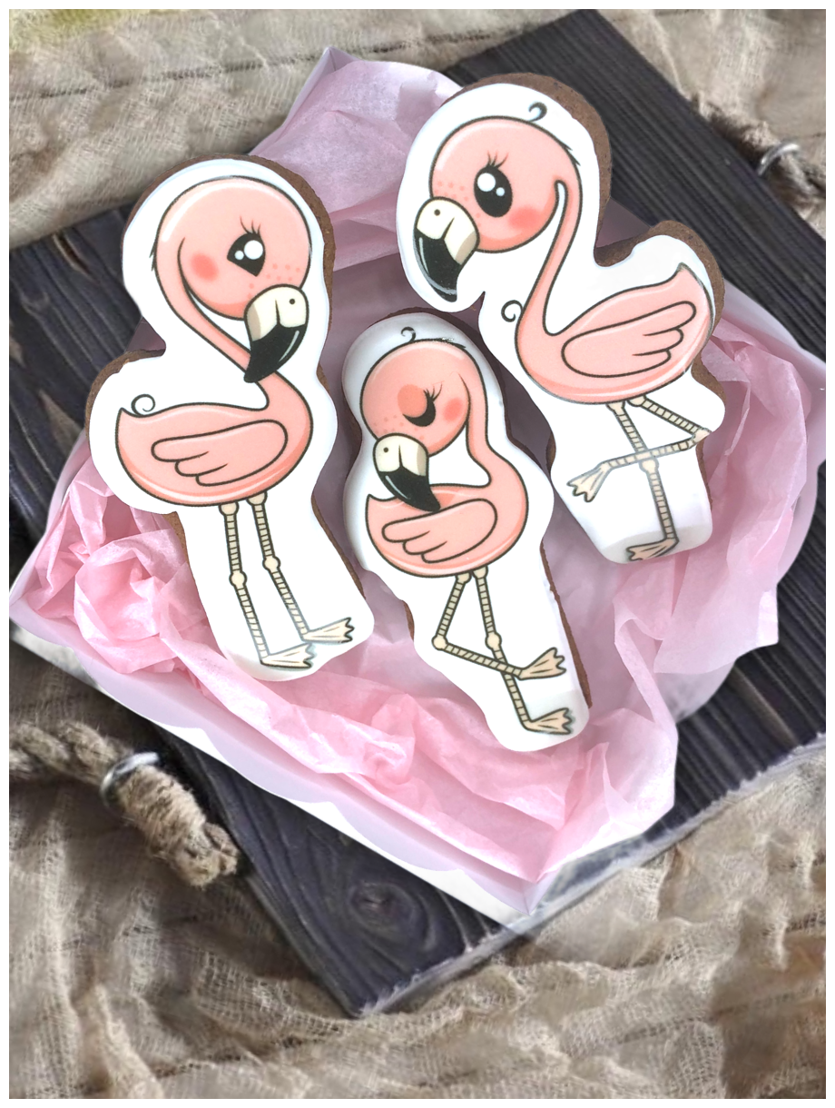 "Фламинго имбирный пряник, топпер фламинго на торт"