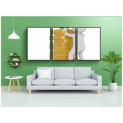 фото Набор модулных постеров для интерьера "белый кобель, 3d модель, изолированный" 60x90 см. в тубусе, без рамки lotsprints