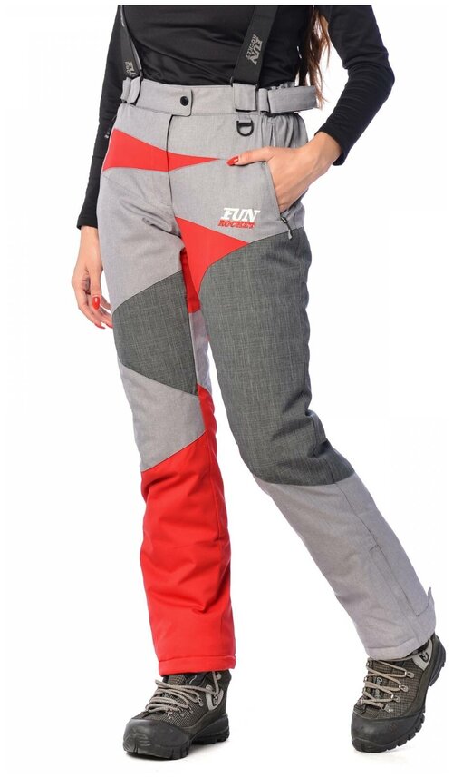 Горнолыжные брюки Fun Rocket, подкладка, мембрана, размер 50, серый, красный