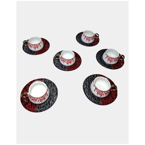 Сервиз кофейный, чайный, набор подарочной столовой посуды из фарфора ACAR, жёлтый, 12 предметов