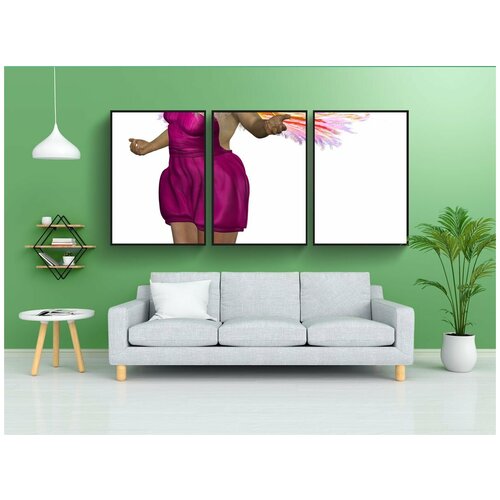 фото Набор модулных постеров для интерьера "сказочный, леди, крылья" 60x90 см. в тубусе, без рамки lotsprints