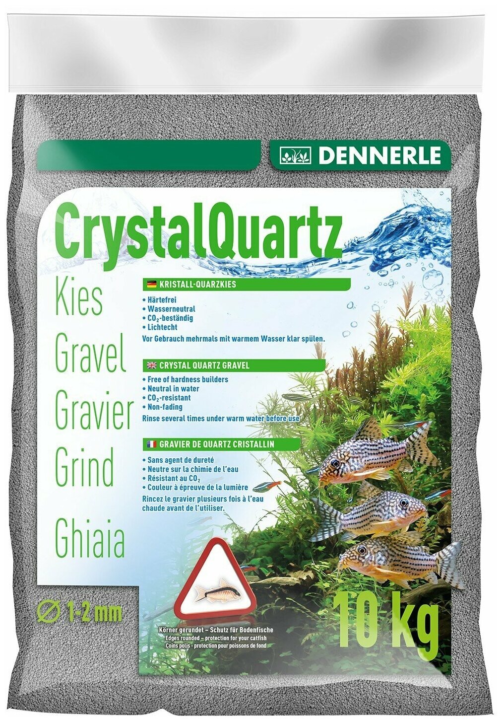 Грунт для аквариума Dennerle Crystal Quartz Gravel темно-серый 1 – 2 мм (10 кг) - фотография № 7