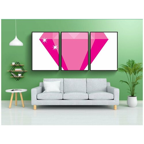 фото Набор модулных постеров для интерьера "розовый бриллиант, жемчужина, драгоценность" 60x90 см. в тубусе, без рамки lotsprints