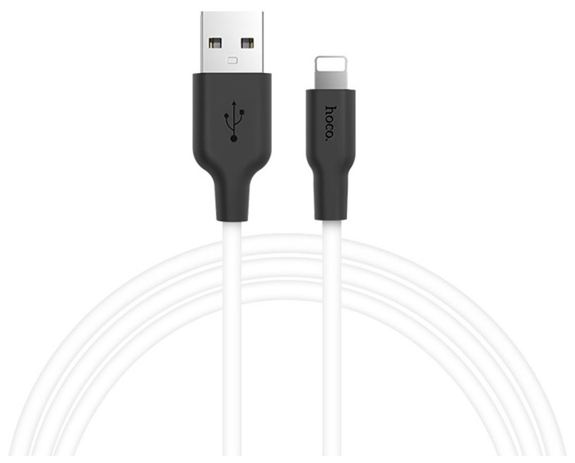 Кабель Hoco X21 Plus USB - Lightning, 1 м, белый/черный