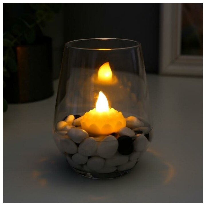 Светильник-свеча водный "Цветок" LED 1хCR2032, белый 3,5х3,5х4 см - фотография № 4