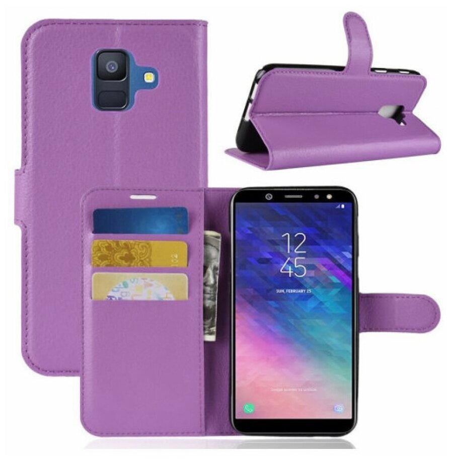 Brodef Wallet Чехол книжка кошелек для Samsung Galaxy A6 2018 фиолетовый