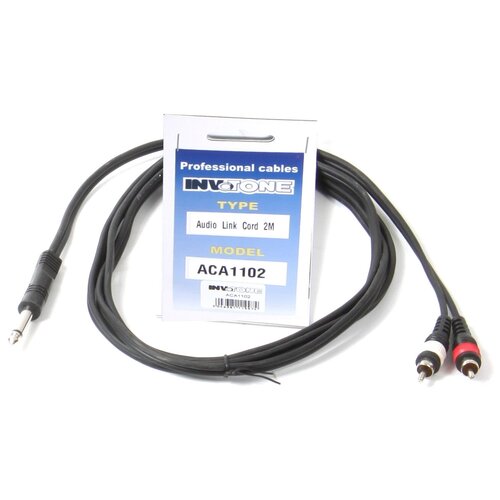 Invotone ACA1102 - Аудио кабель, 6,3 джек моно <-> 2 x RCA 2 м коммутационный кабель klotz ay3 0300 джек 6 35 2x rca 3 м