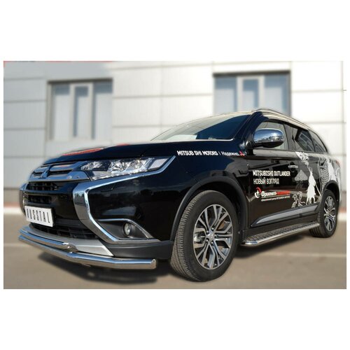 Защита переднего бампера d63 (секции) d42 (дуга) Outlander Mitsubishi 2018-наст.вр.