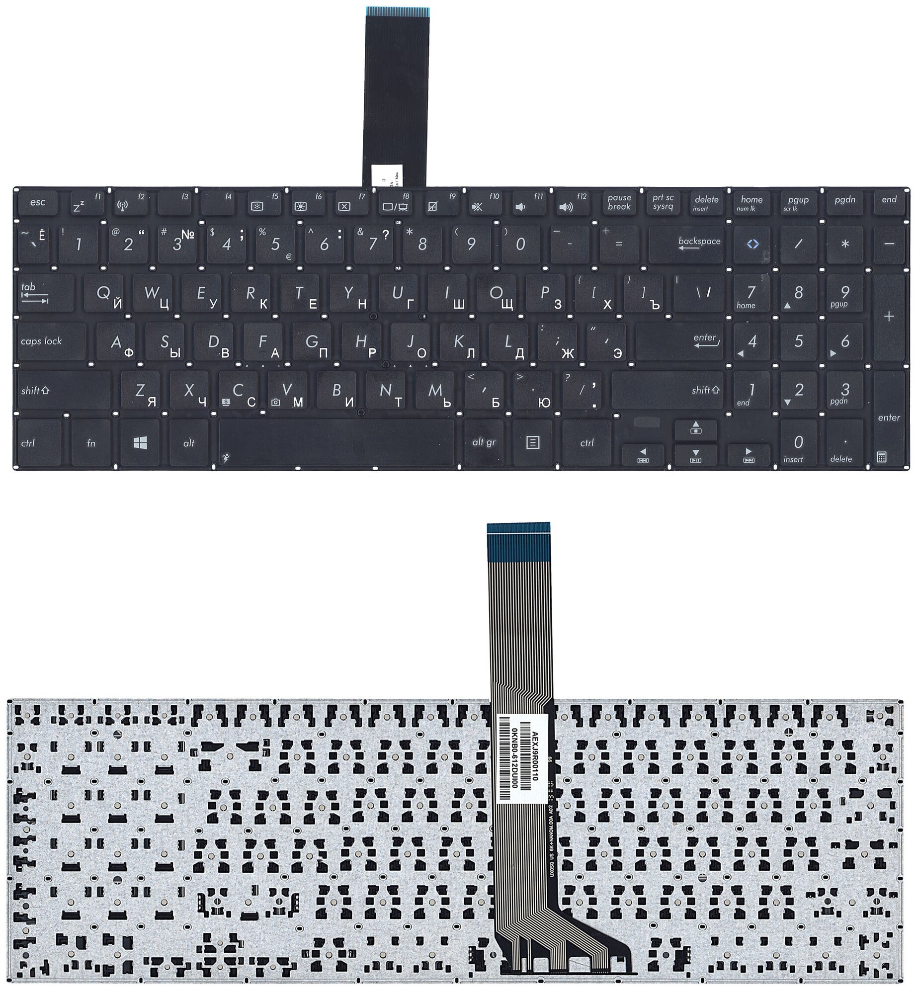 Клавиатура для ноутбука Asus 0KNB0-612DRU00 черная плоский Enter 1200₽
