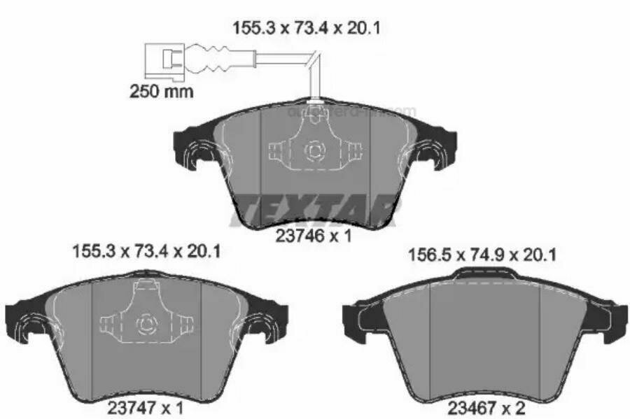 TEXTAR 2374602 Колодки тормозные дисковые передн VW: MULTIVAN V 03-, TRANSPORTER V c бортовой платформой 03-, TRANSPORTER V фургон 03- с противошумной пластиной Q+