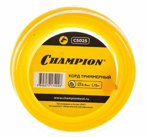 Леска для триммера CHAMPION C5025 Star 2.4мм* 12м (звезда)