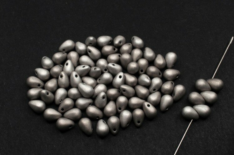 Бусины Side Drill Tear Drop 6х4мм, отверстие 0,8мм, цвет 23980/27570 Argentic матовый, 754-067, 10г (около 70шт)