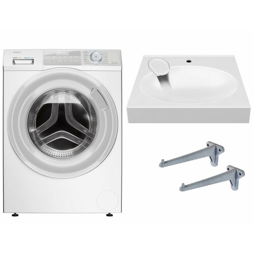 Стиральная машина с паром Haier HW60-BP10929B с раковиной Лигурия 50 над стиральной машиной 5034000₽