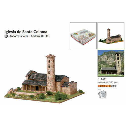 фото Церковь de santa coloma, 350х280х240, 3250 деталей, сложность 7/10, керамический конструктор aedes ars (испания)