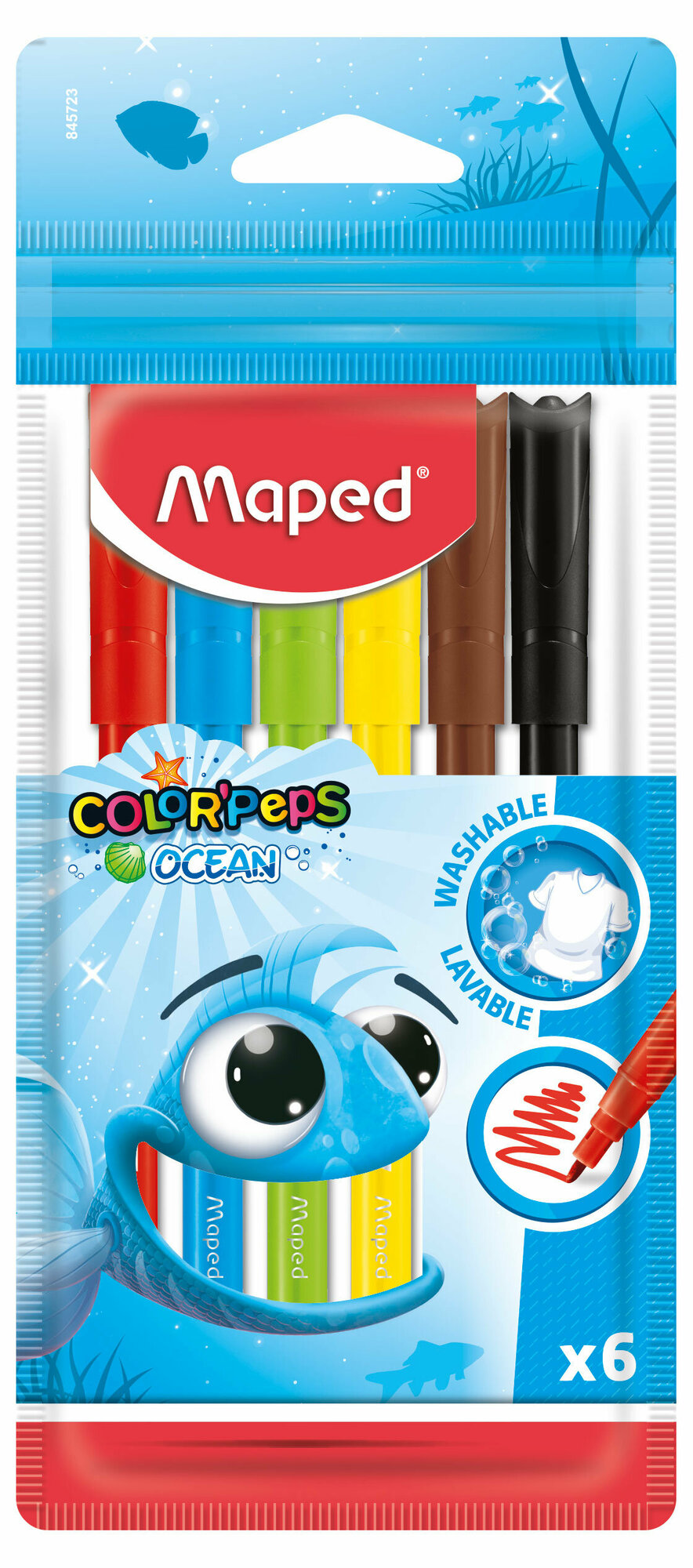 Фломастеры Maped COLORPEPS OCEAN супер-смываемые 6цв. заблокированный пишущий узел пакет с е 12 шт./кор. - фото №11