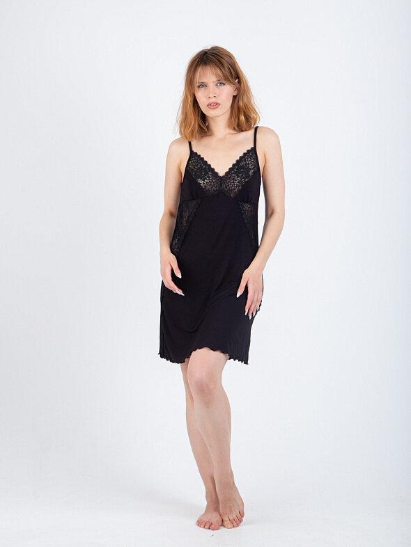 Сорочка женская Lilians, комбинация, цвет черный, кружево, размер 54 - фотография № 2