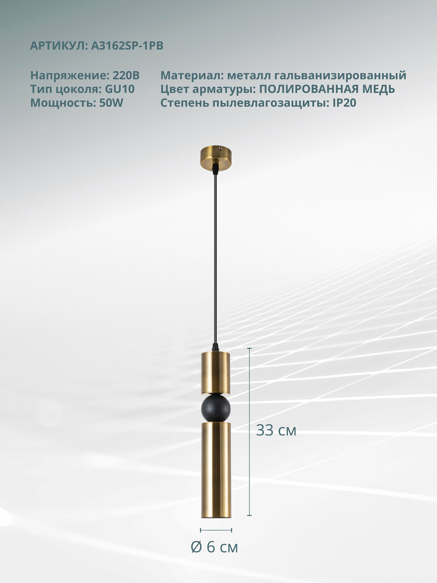 Светильник подвесной Arte Lamp RAN A3162SP-1PB