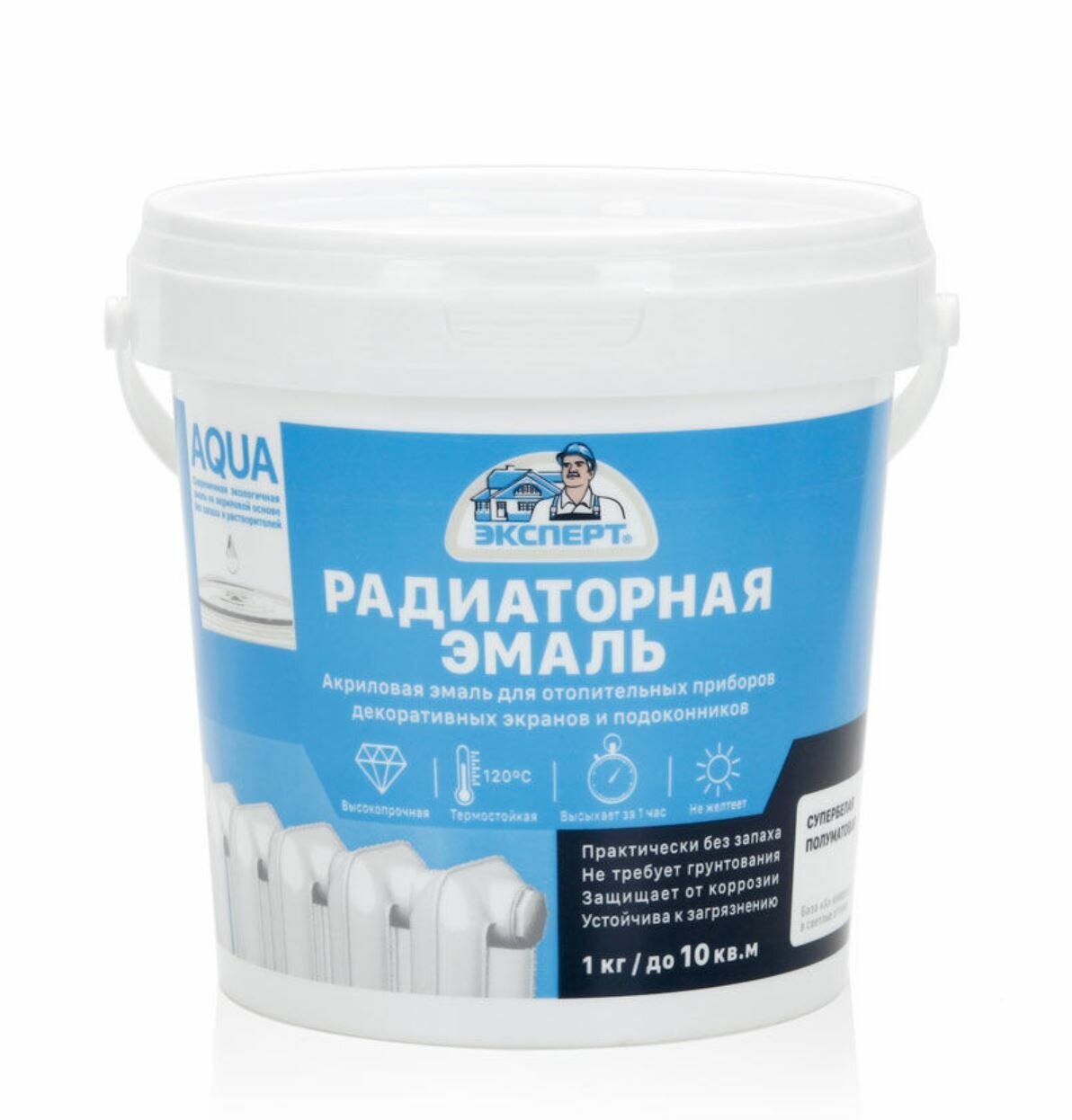 Эксперт Эмаль акриловая радиаторная п/матовая База А 1кг
