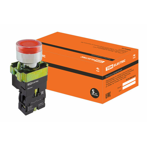 Кнопка BW3461 с подсветкой красный 1NO TDM SQ0704-0055