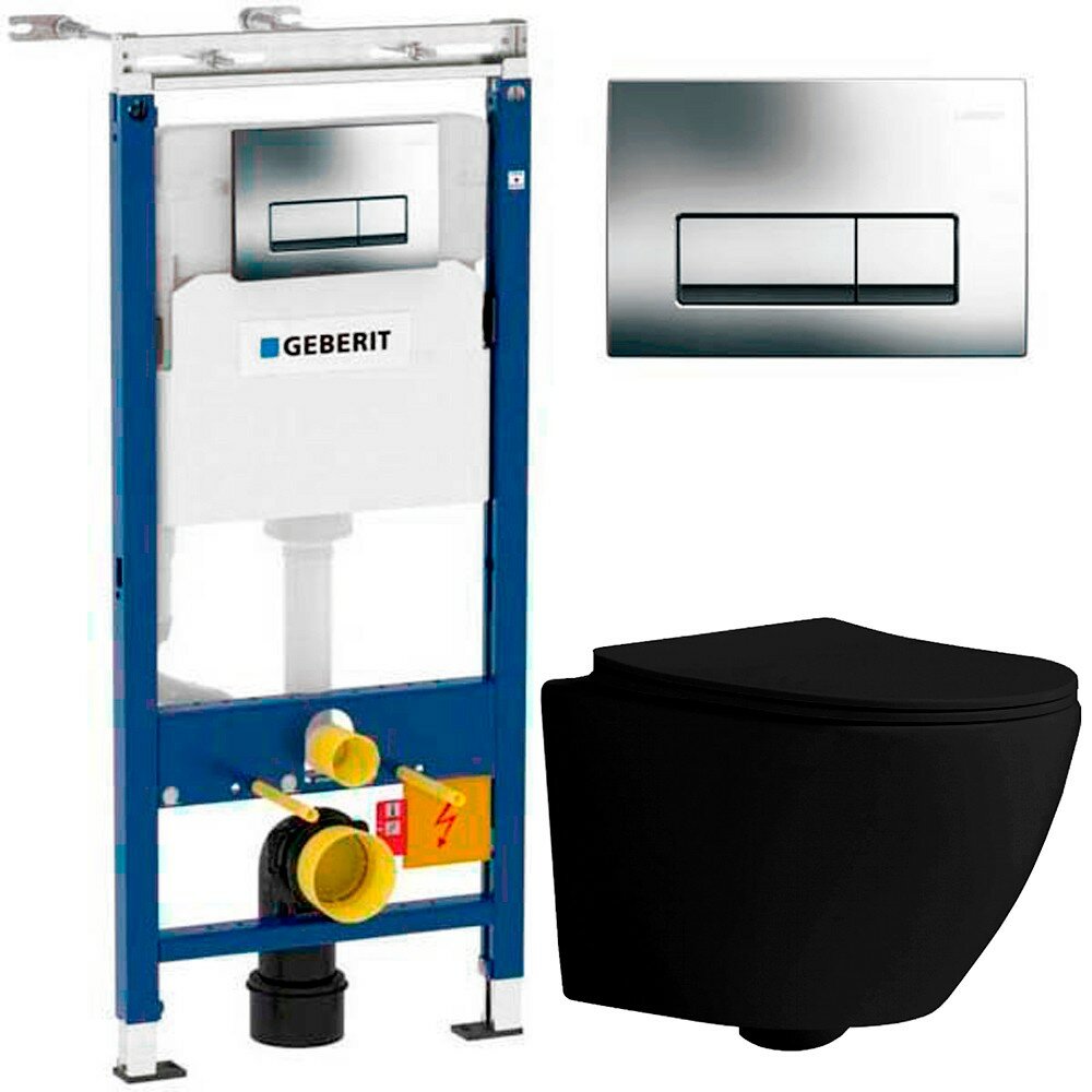 фото Инсталляция Geberit Duofix 458.125.21.1 + унитаз Grossman GR-4455BMS безободковый с сиденьем