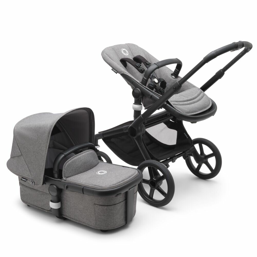 Обзор: Коляска 2в1 Bugaboo Fox 5 Black, цвет Grey Melange (Серый меланж)