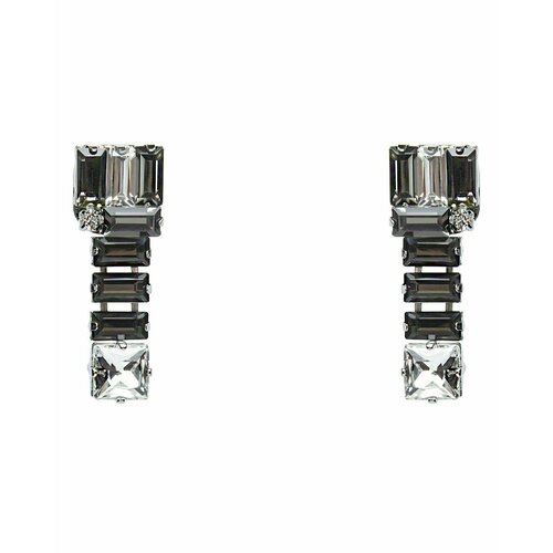 Серьги с подвесками  Серьги Veneto из латуни с кристаллами и покрытием белым родием, кристаллы Swarovski, черный, бесцветный