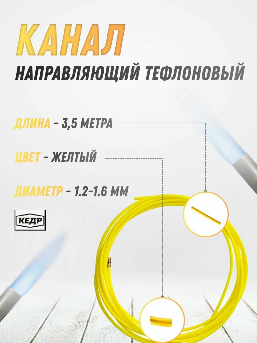 Канал направляющий тефлоновый кедр PRO (1,2-1,6) 3,5 м желтый — фото 4