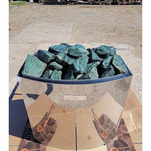 Нефрит колото-шлифованный сорт А камни для бани и сауны (фракция 4-8 см) упаковка 10 кг