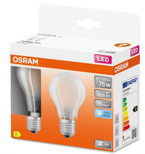 Светодиодная лампа Ledvance-osram OSRAM LEDSCLA75 7,5W/840 230VGLFR E27 4000 К Экопак1X2