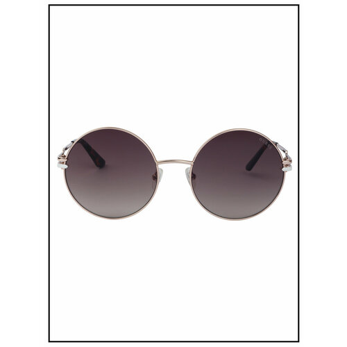 фото Солнцезащитные очки guess, круглые, оправа: металл, с защитой от уф, градиентные, для женщин, золотой
