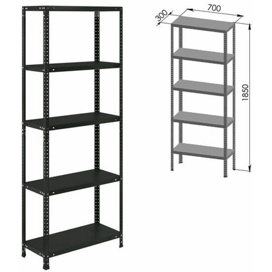 Стеллаж Brabix металлический "графит MS KD-185/30/70-5", лофт, 1850х700х300 мм, 5 полок, 291267, S240BR123593