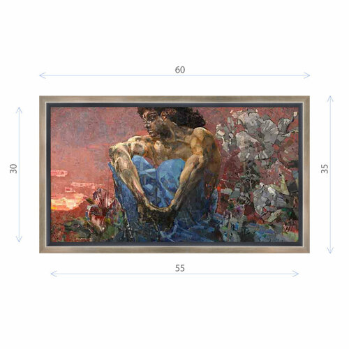 Картина Михаила Врубеля Демон 1890 (Третьяковская галерея) Матовый холст в раме 35х60 см