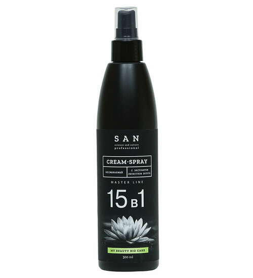 Крем для волос SAN Professional Крем-спрей 15в1, несмываемый, с экстрактом цветов лотоса, 300мл