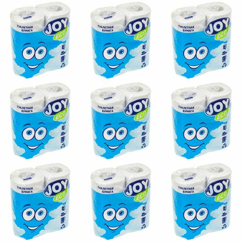 Joy Eco Полотенце бумажное белое двухслойное, 2 шт/уп, 9 уп/