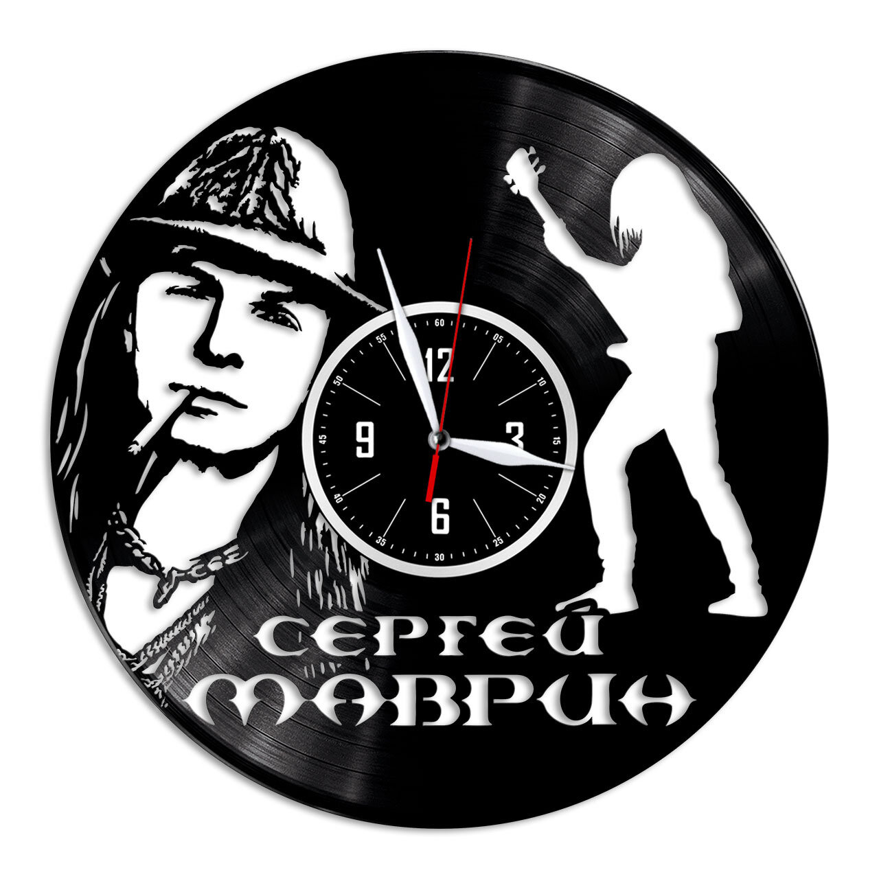 Сергей Марвин - настенные часы из виниловой пластинки, диаметр 30 см