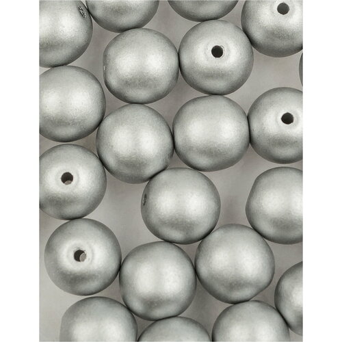 Стеклянные чешские бусины, круглые, Round Beads, 6 мм, цвет Alabaster Metallic Silver, 75 шт.