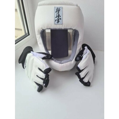 Шлем для каратэ с защитой верха головы + перчатки XS экокожа шлем для каратэ с защитой верха головы размер xs