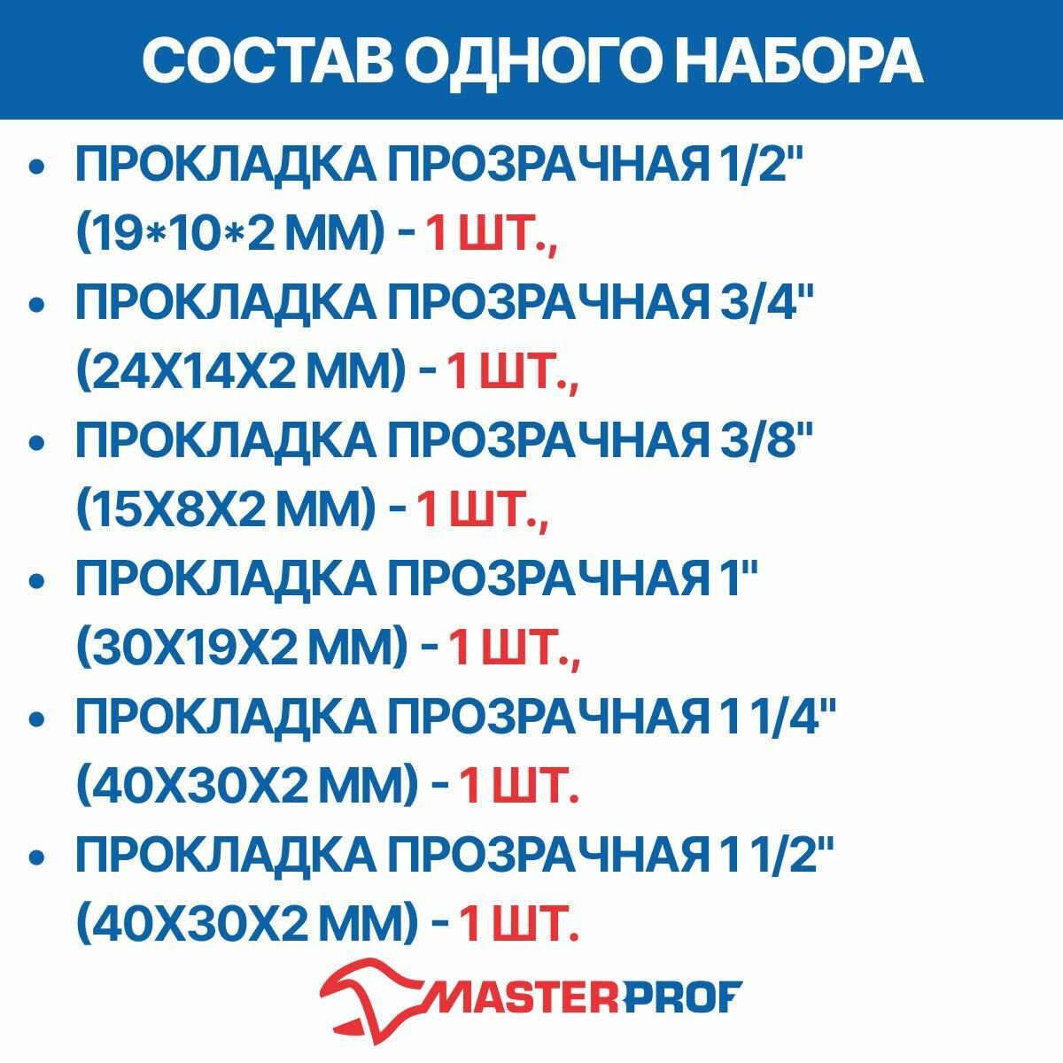 Набор сантехнических прокладок "Сантехник" №3+, 10 комплектов