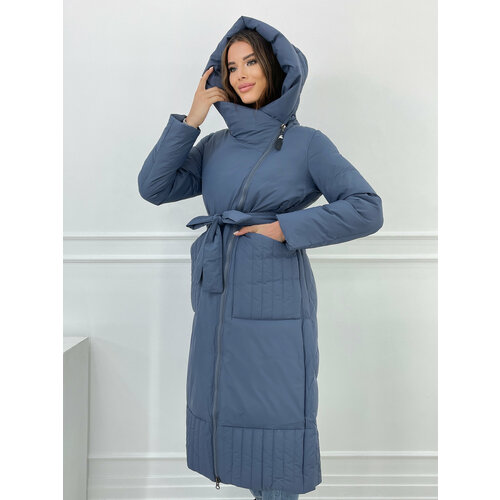 фото  куртка karmelstyle зимняя, силуэт трапеция, размер 48, синий