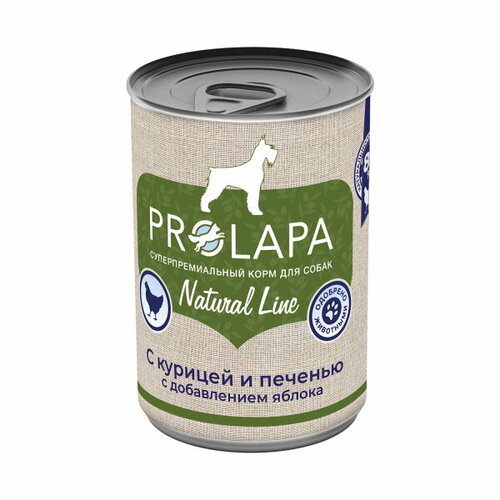 Prolapa Natural Line 400 г консервы для собак с курицей печенью и яблоками 267₽