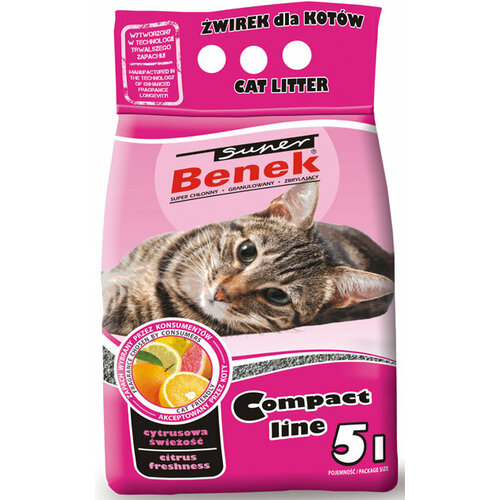 Комкующийся наполнитель Super Benek Compact line Цитрусовая свежесть, 5 л