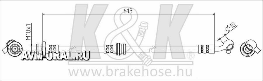 K&K FT1946 Шланг тормозной NISSAN QASHQAI II (J11, J11_) 2013- передний правый \ FT1946 K&K