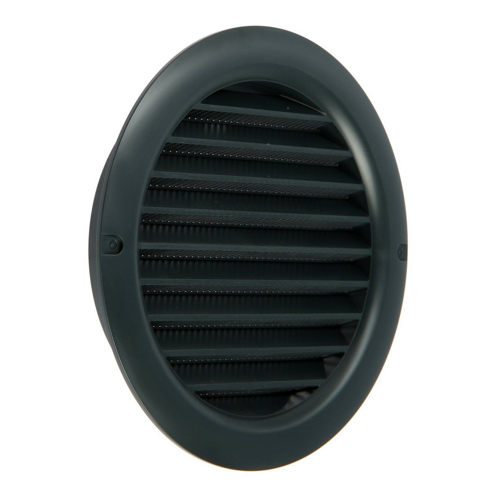 Решетка вентиляционная ZEIN, d=125 мм, круглая, с сеткой, с фланцем, неразъемная, графит - фотография № 3