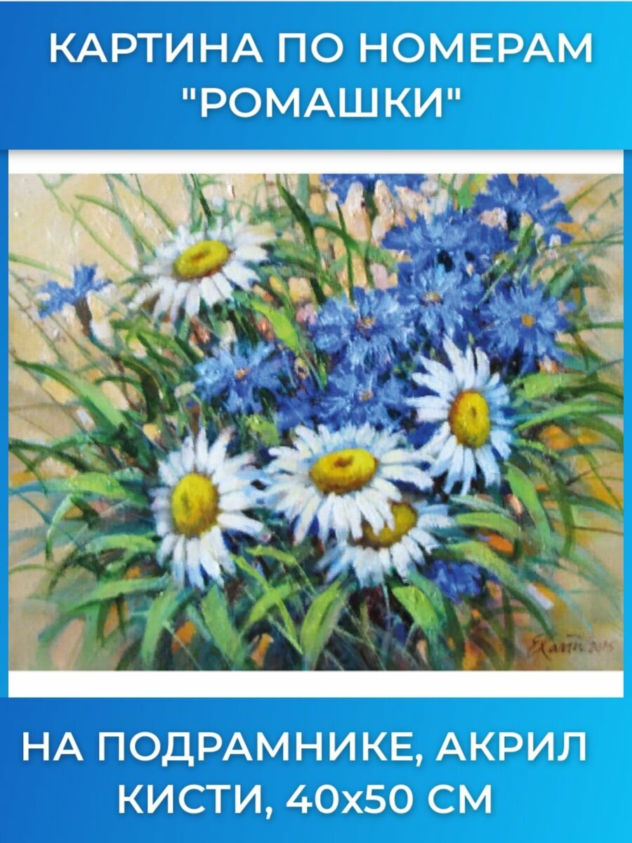 Картина по номерам 40х50 см. "Ромашки", на подрамнике, акрил, кисти, (662913) Brauberg - фото №18