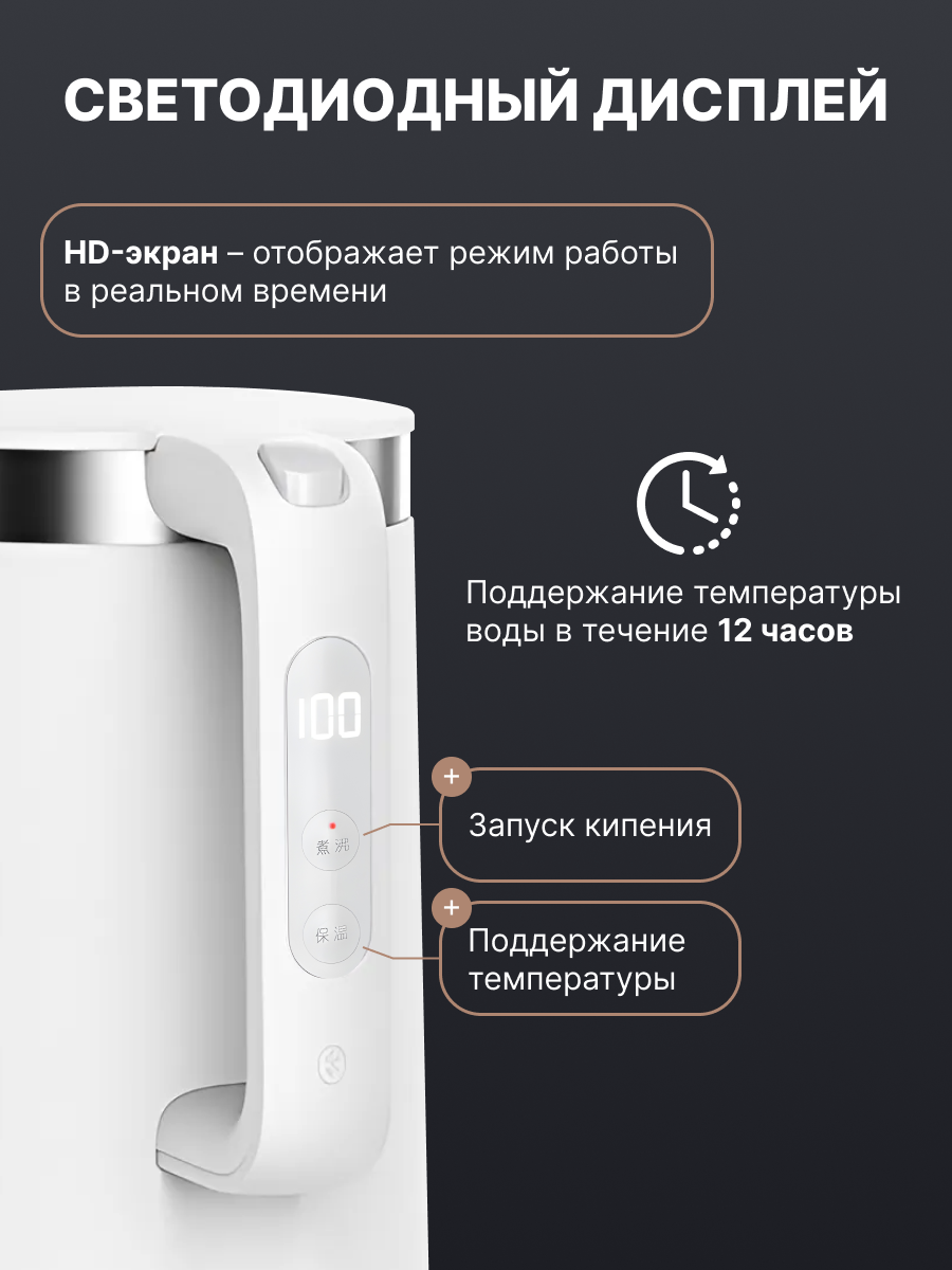 Чайник Xiaomi Mi Smart Kettle Pro CN, белый — фото 1