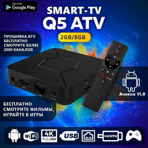 Смарт ТВ приставка Q5Z6 ATV с голосовым пультом 358900₽