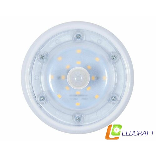 Ledcraft Светодиодный светильник с датчиком движения круглый антивандальный Таблетка 6 Вт IP65 6000К диам 146x146x60 1295₽