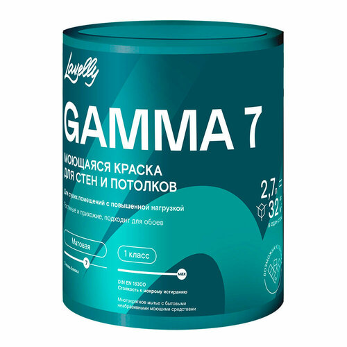 Краска моющаяся Lavelly Gamma 7 база A белая 27 л 5018₽