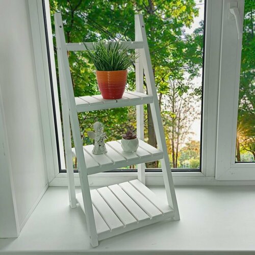 Подставка для цветов и растений белая Анри 4 полки 75х34х29 см 3150₽